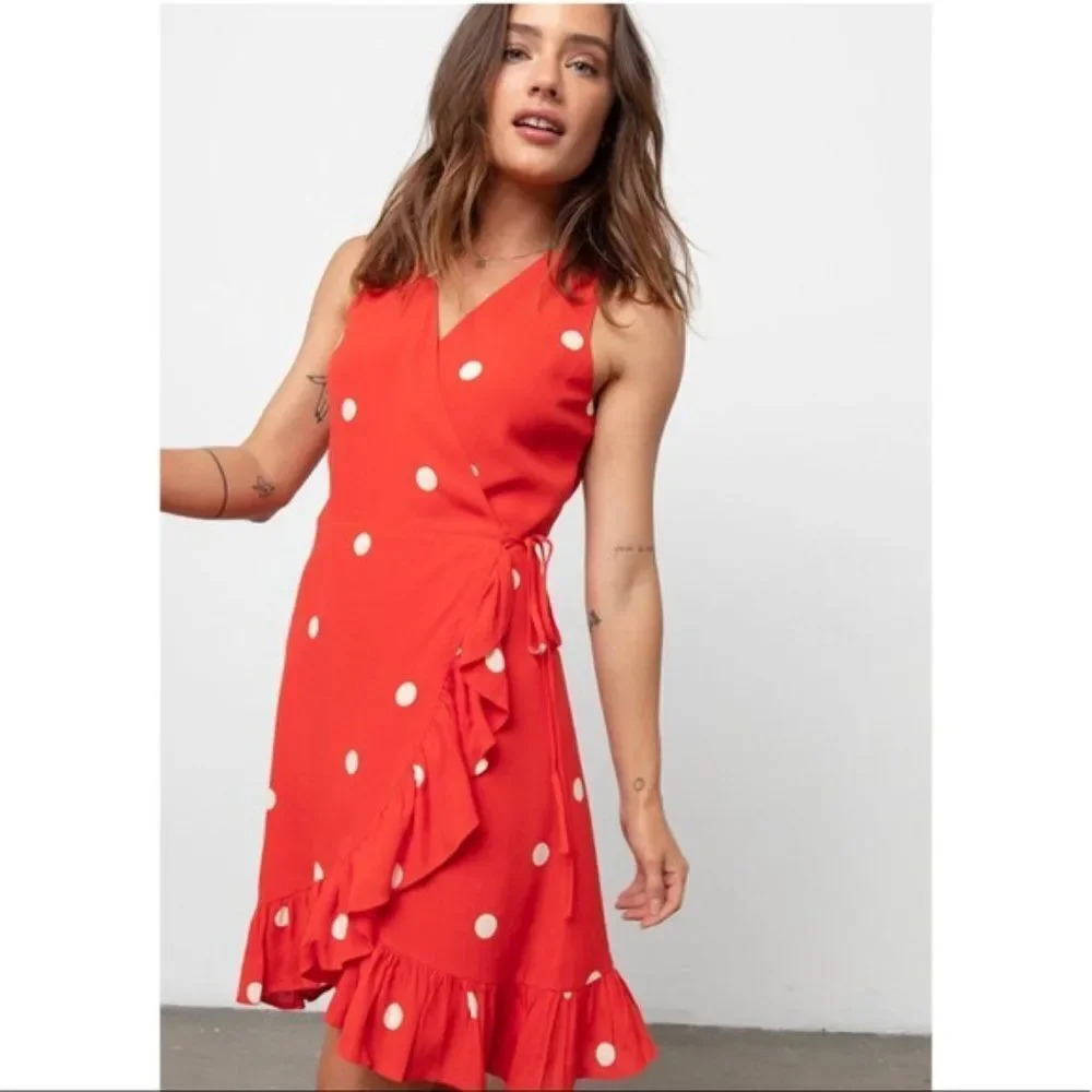RAILS Madison Scarlet Dots Wrap Dress Red Size Small